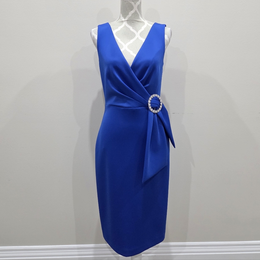 Eliza J Royal Blue Wrap Midi Dress